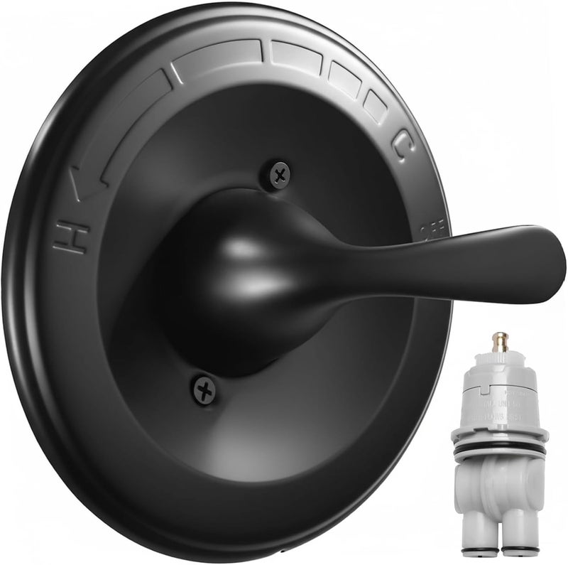 chufa Universal Shower Trim Kit for Delta 13/14 Series, Matte Black Metal Handle & Cover Plate, Fits R10000-UNBX/UNBXHF/UNWS/UNWSHF, Cartridge Included, Easy DIY Install (Valve Body Not Included) - Image 1